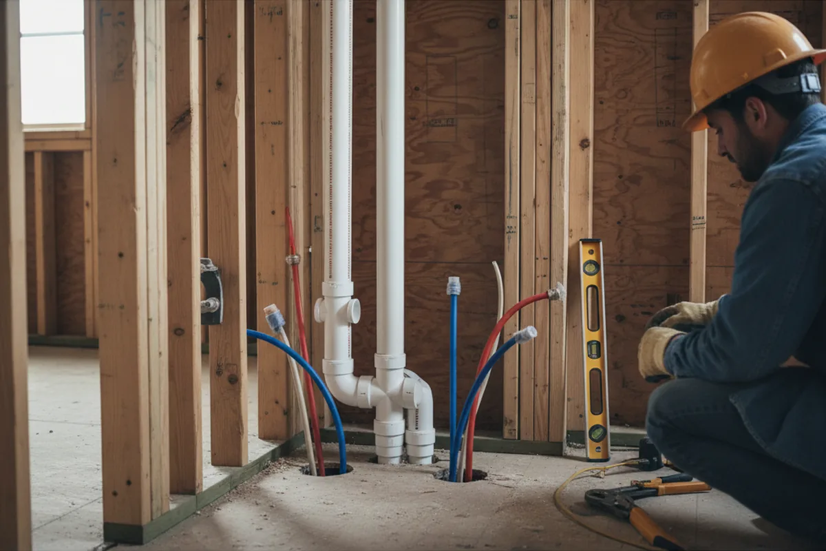 Drain and supply rough-in during Drain Cleaning in Solana Beach