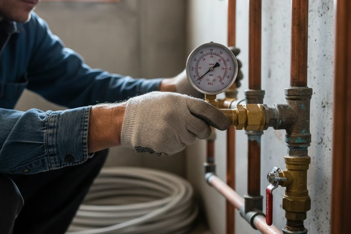 Pressure testing a repaired line during Water Line Repair in Solana Beach